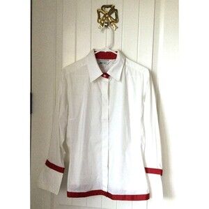 Vintage Delta Collection Flight Attendant Long Sleeve Red Uniform Blouse Size 14